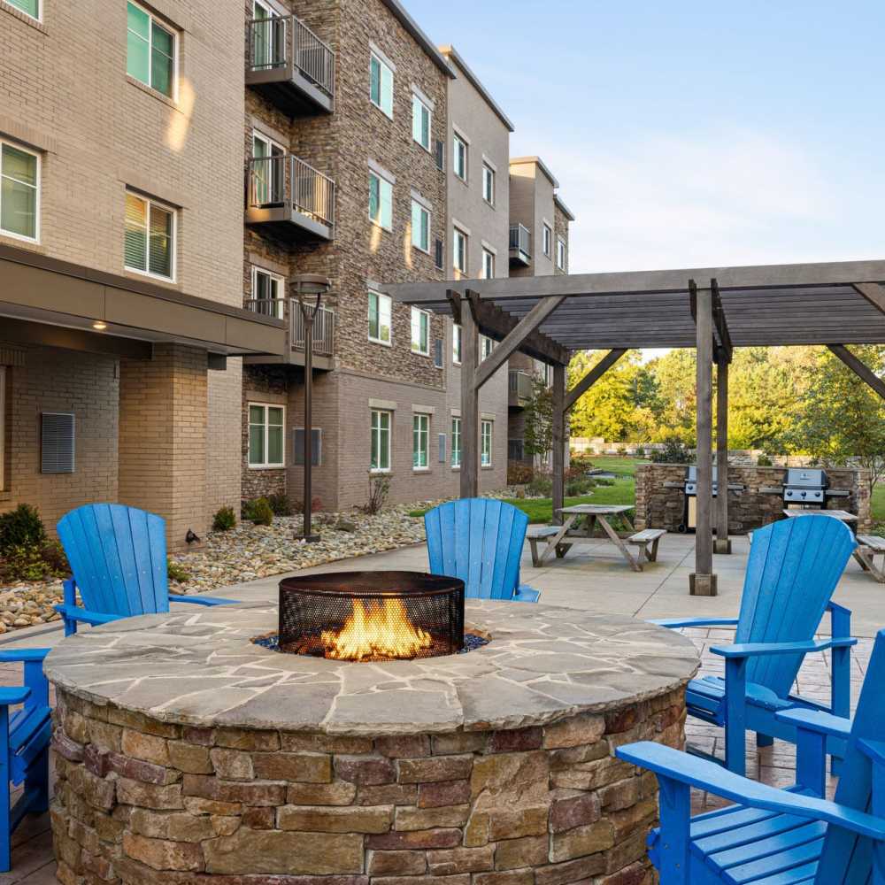 sitting area with fireplace at WaterWalk Raleigh - RTP in Morrisville, North Carolina