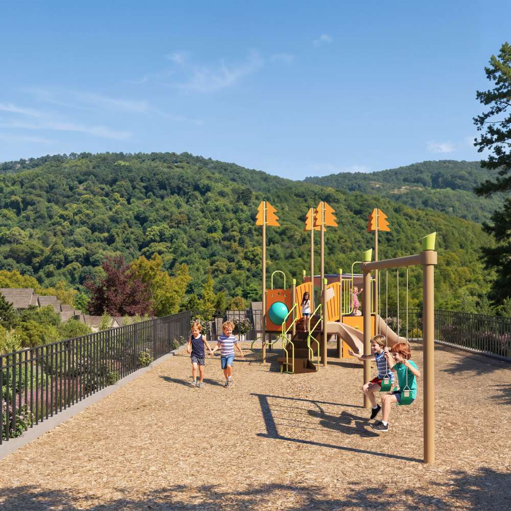 Children playing at playground near The Wilds at Cedar Mountain in Asheville, North Carolina