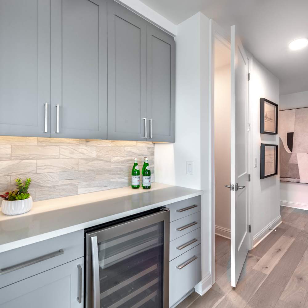 Bright kitchen at Novel Turtle Creek in Dallas, Texas