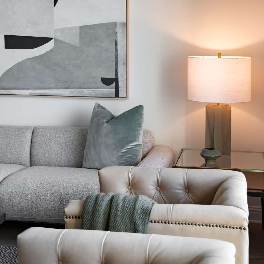 Modern living room at Novel Turtle Creek in Dallas, Texas