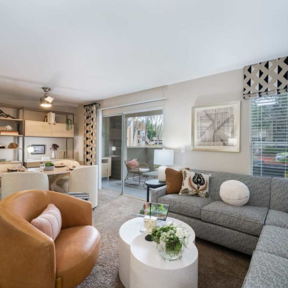 Furnished living room in a home at Bridges at San Ramon in San Ramon, California