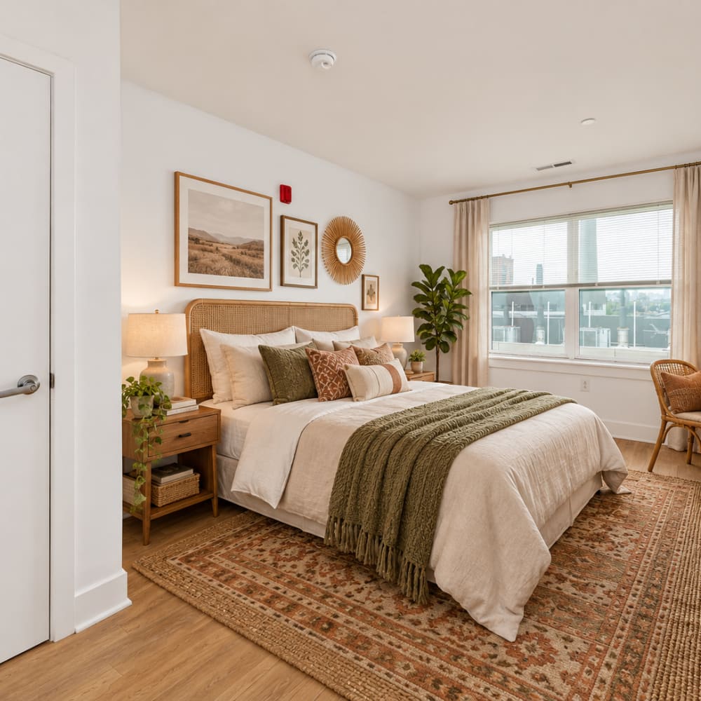 Cozy bedroom at NC Five in Philadelphia, Pennsylvania