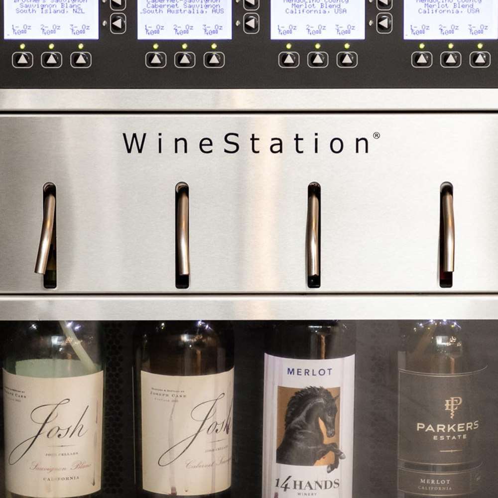 Wine being dispensed from a machine at Novel Midtown in Atlanta, Georgia