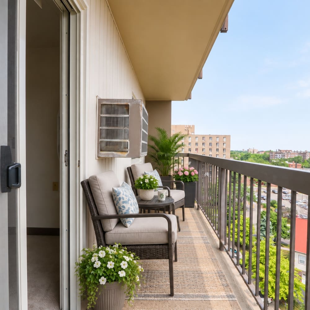 Private balcony at Village Center in Detroit, Michigan
