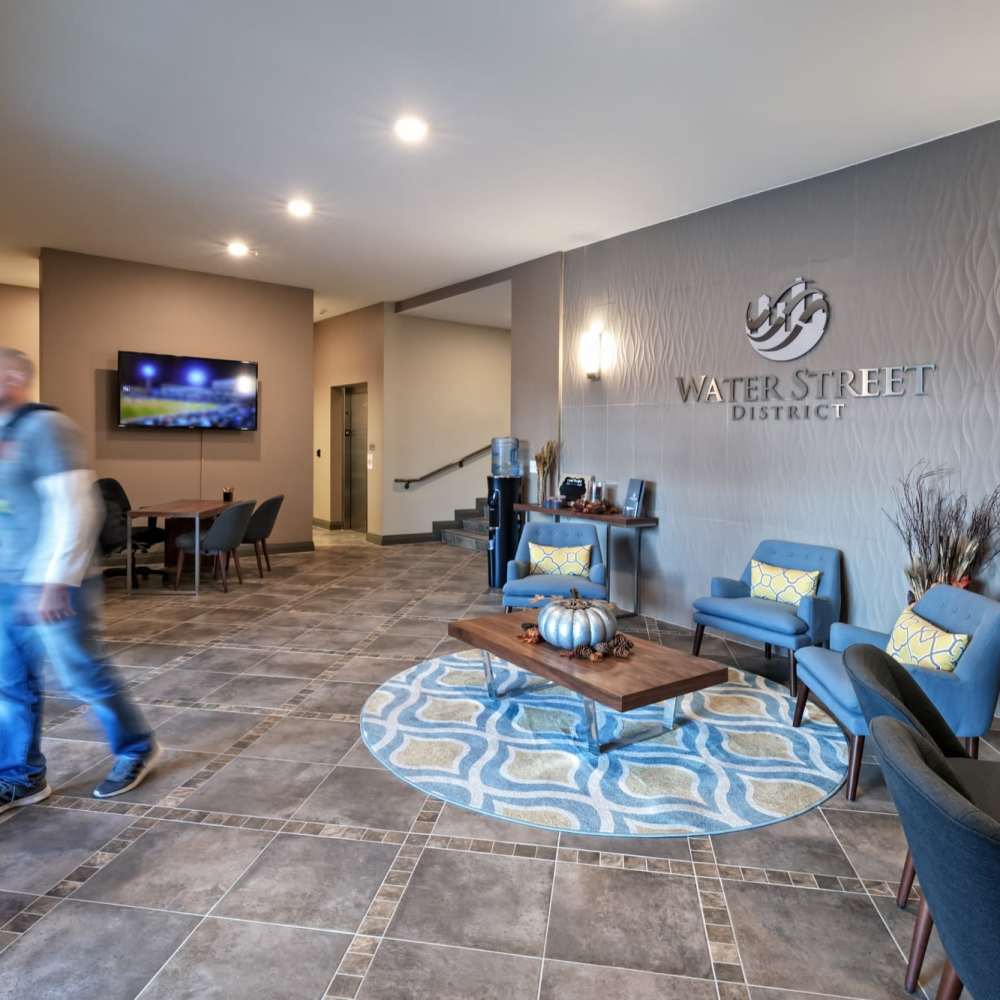 Community clubhouse at Water Street Apartments in Dayton, Ohio