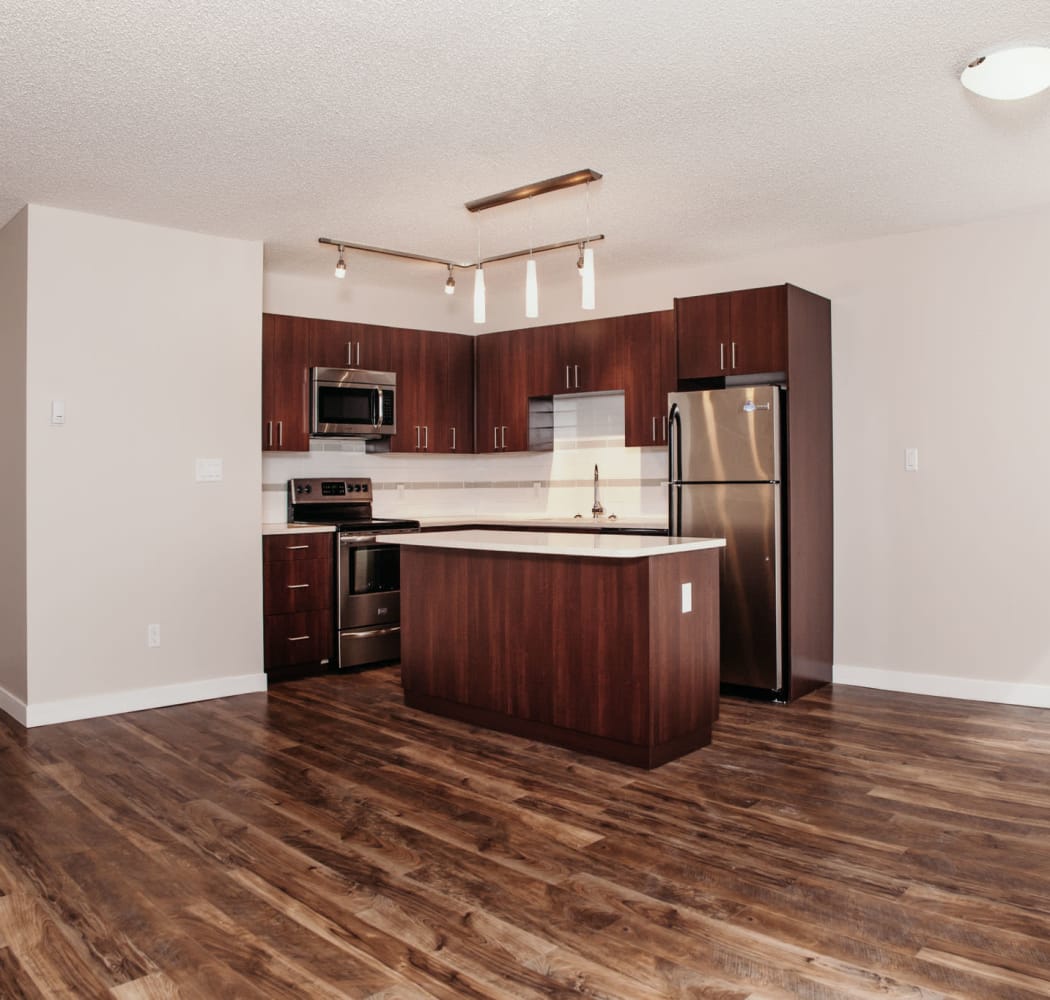 Modern kitchen at The Mansions in Calgary, Alberta