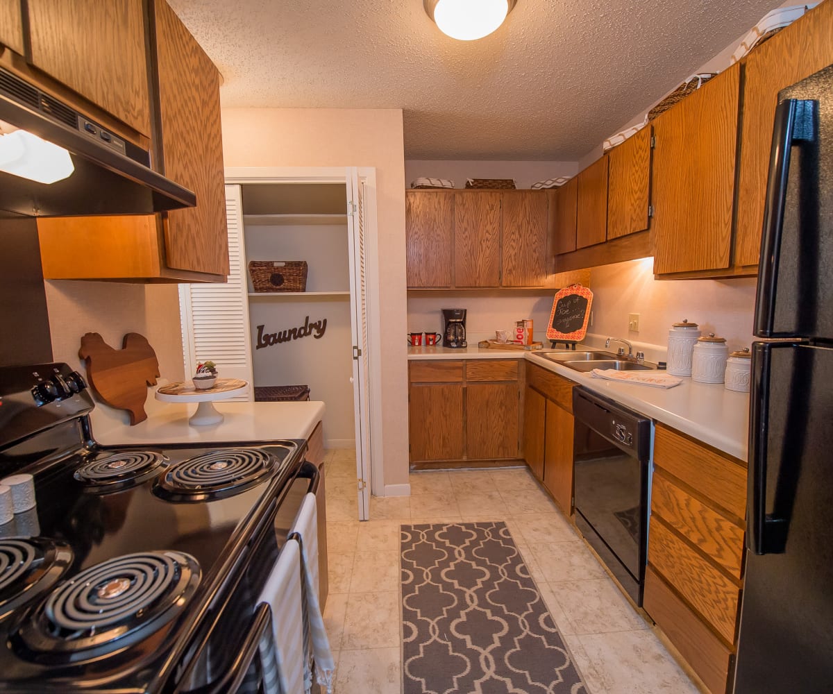 Kitchen with plenty of counter space at The Mark Apartments in Ridgeland, Mississippi