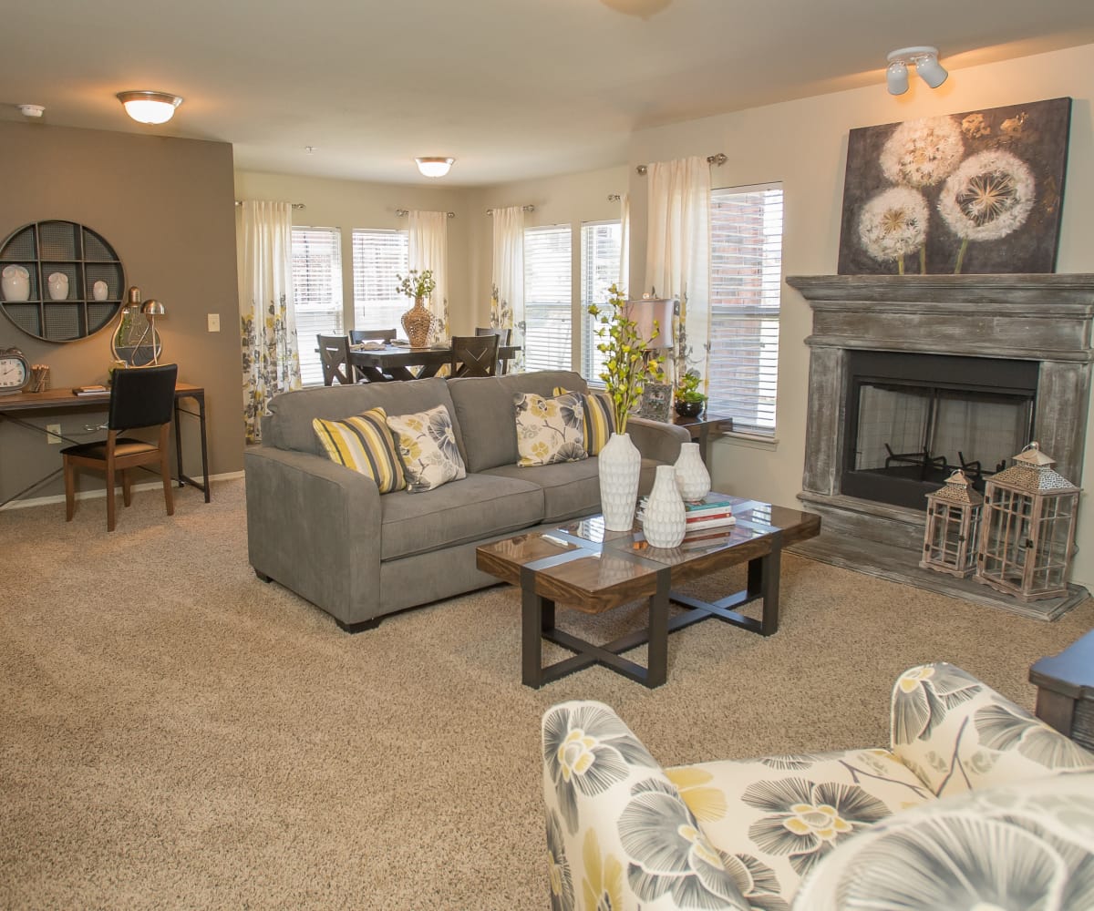 Well-lit living room at The Reserve at Elm in Jenks, Oklahoma