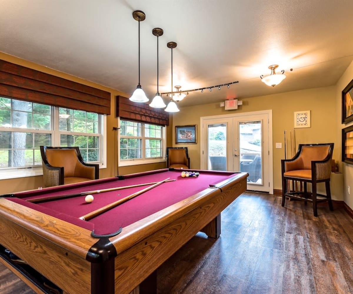 Pool table at Pacifica Senior Living Heritage Hills in Hendersonville, North Carolina