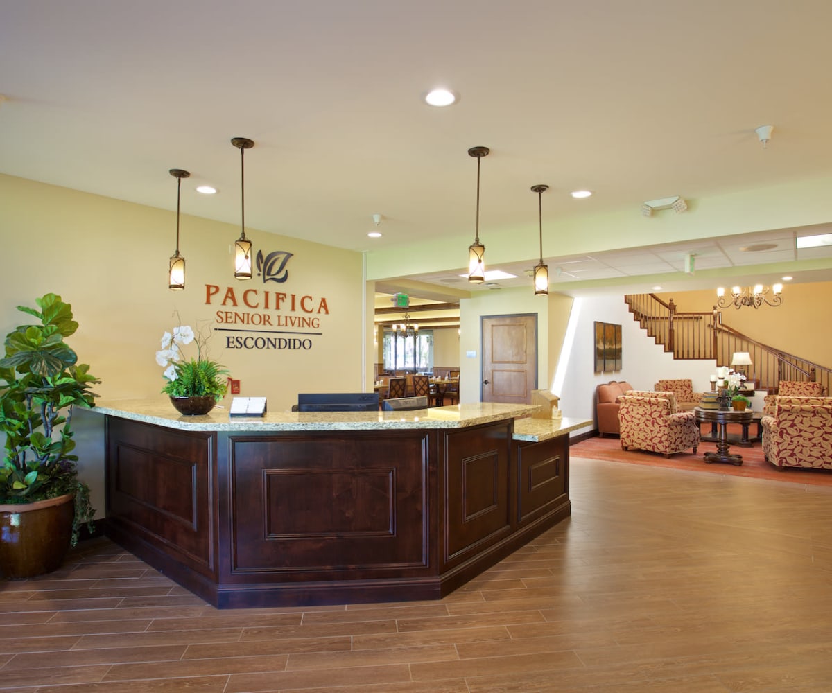 Front desk at Pacifica Senior Living Escondido in Escondido, California