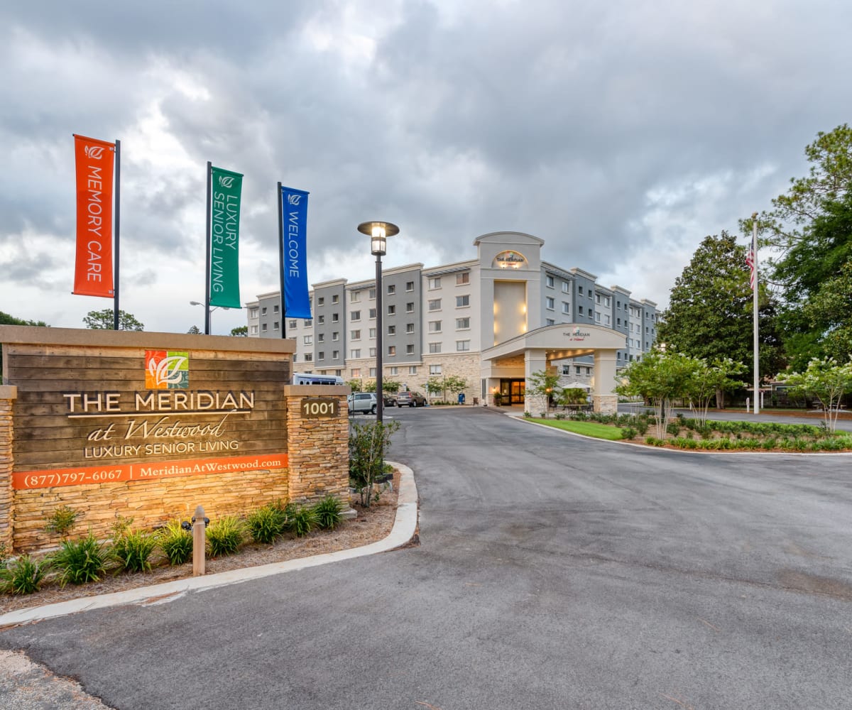 Entrance sign at Meridian at Westwood in Fort Walton Beach, Florida