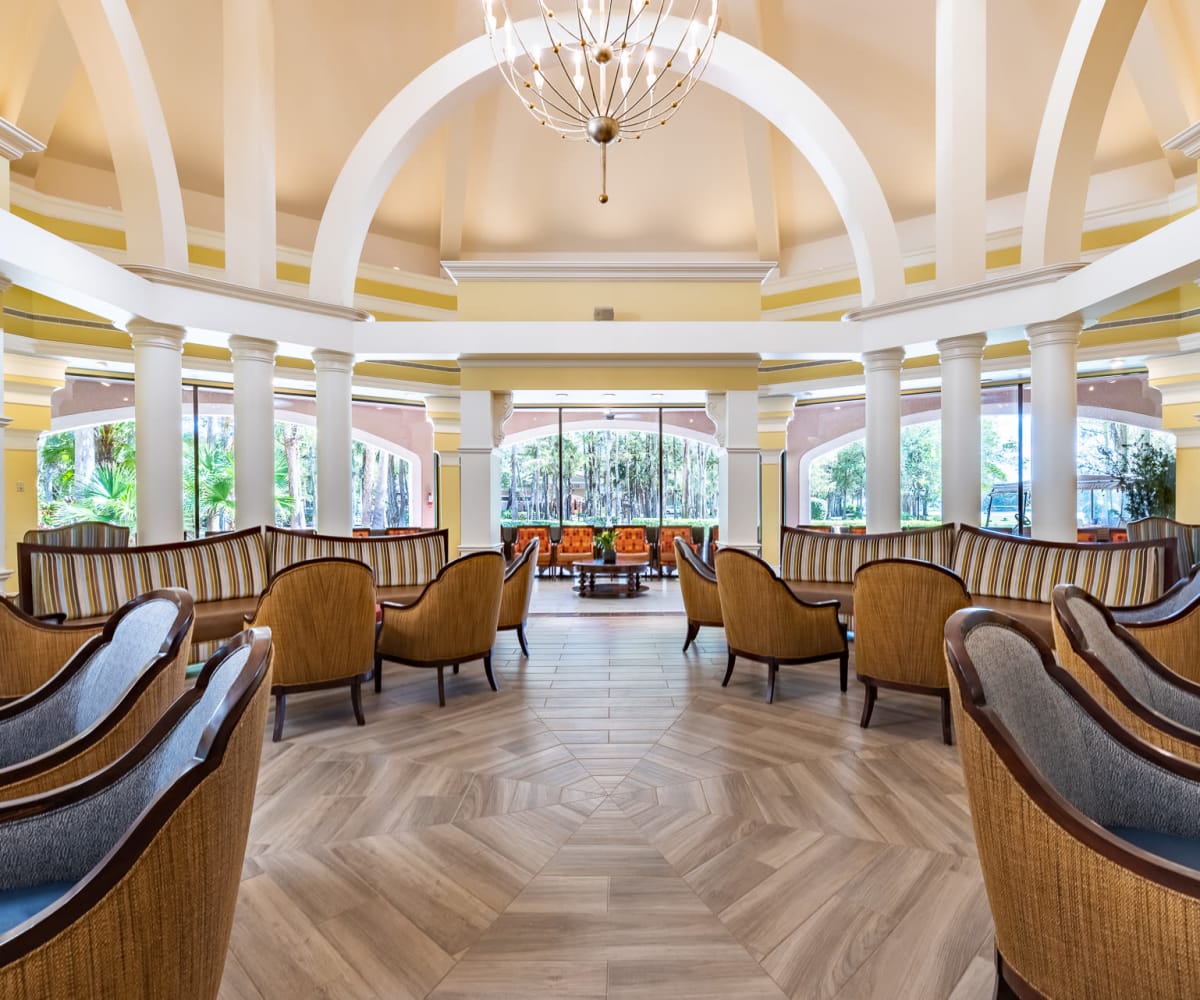Large dining room at Pacifica Senior Living Forest Trace in Lauderhill, Florida