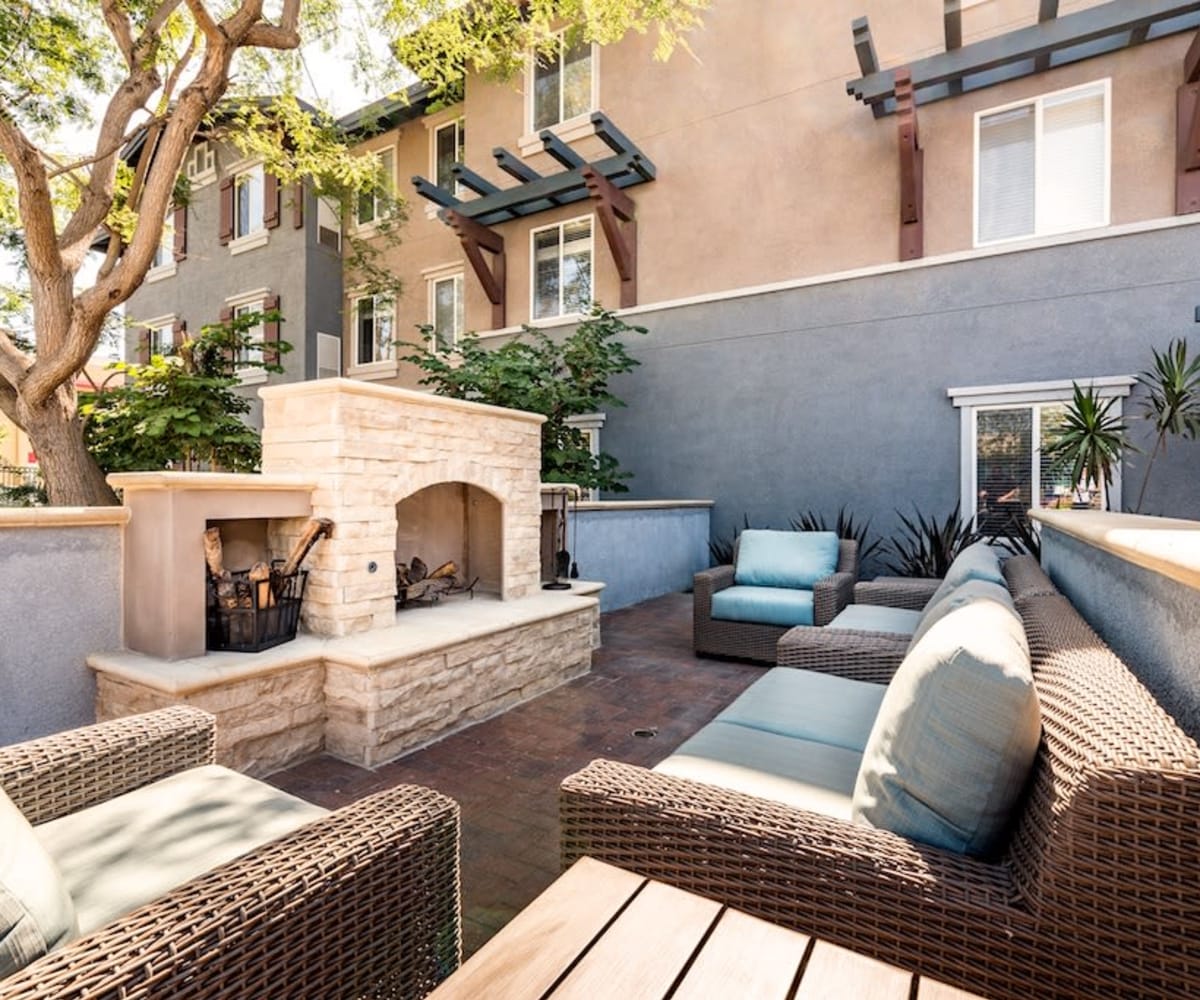 Outdoor seating area at Pacifica Senior Living Oxnard in Oxnard, California