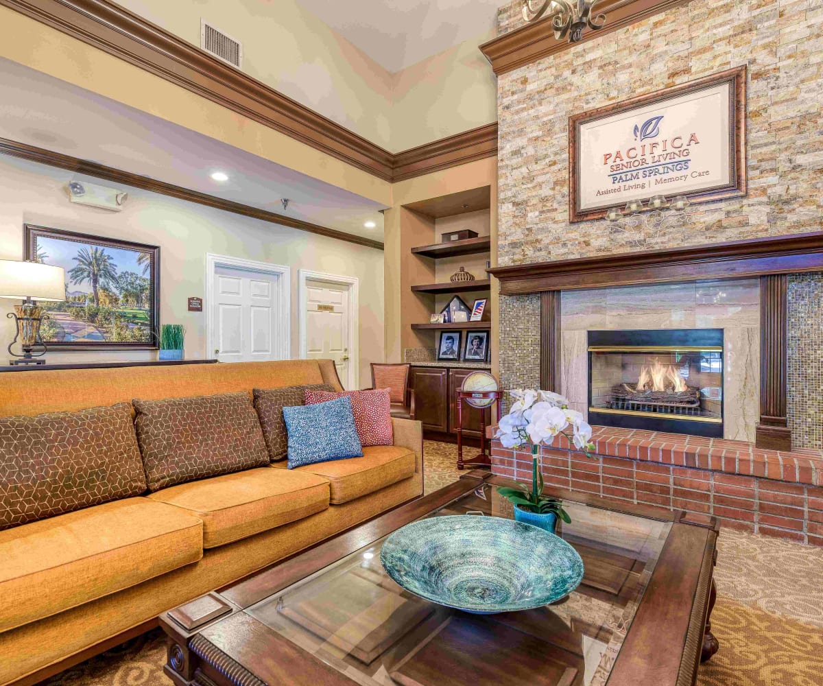 Lobby area at Pacifica Senior Living Palm Springs in Palm Springs, California