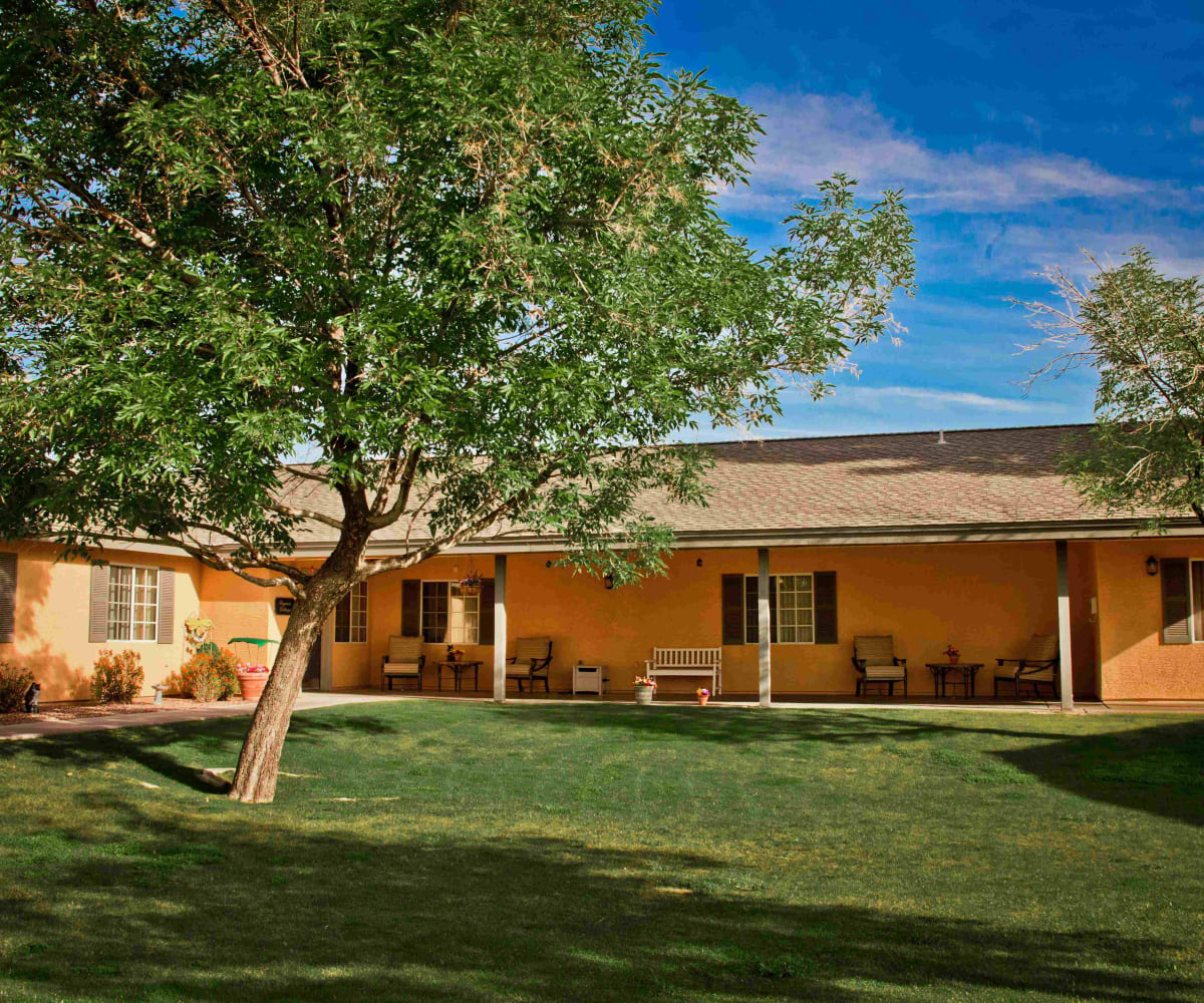 Looking towards the courtyard at Pacifica Senior Living Peoria in Peoria, Arizona