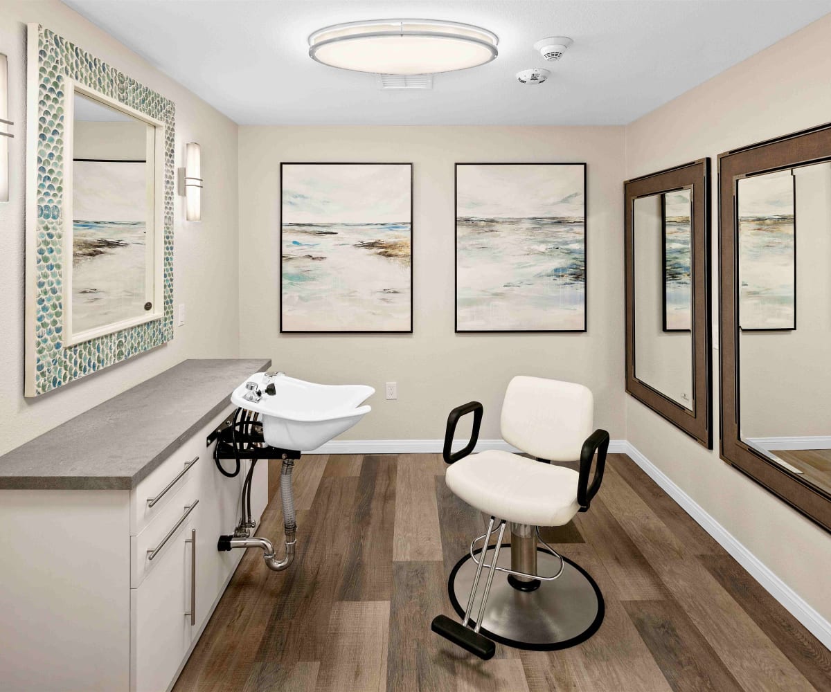 Hair salon at Pacifica Senior Living Vista in Vista, California