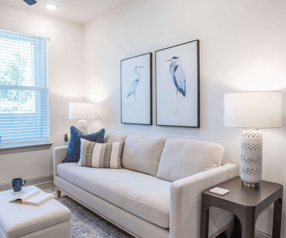 Bright Living Room with Modern Decor  at The Waters at Freeport in Freeport, Florida