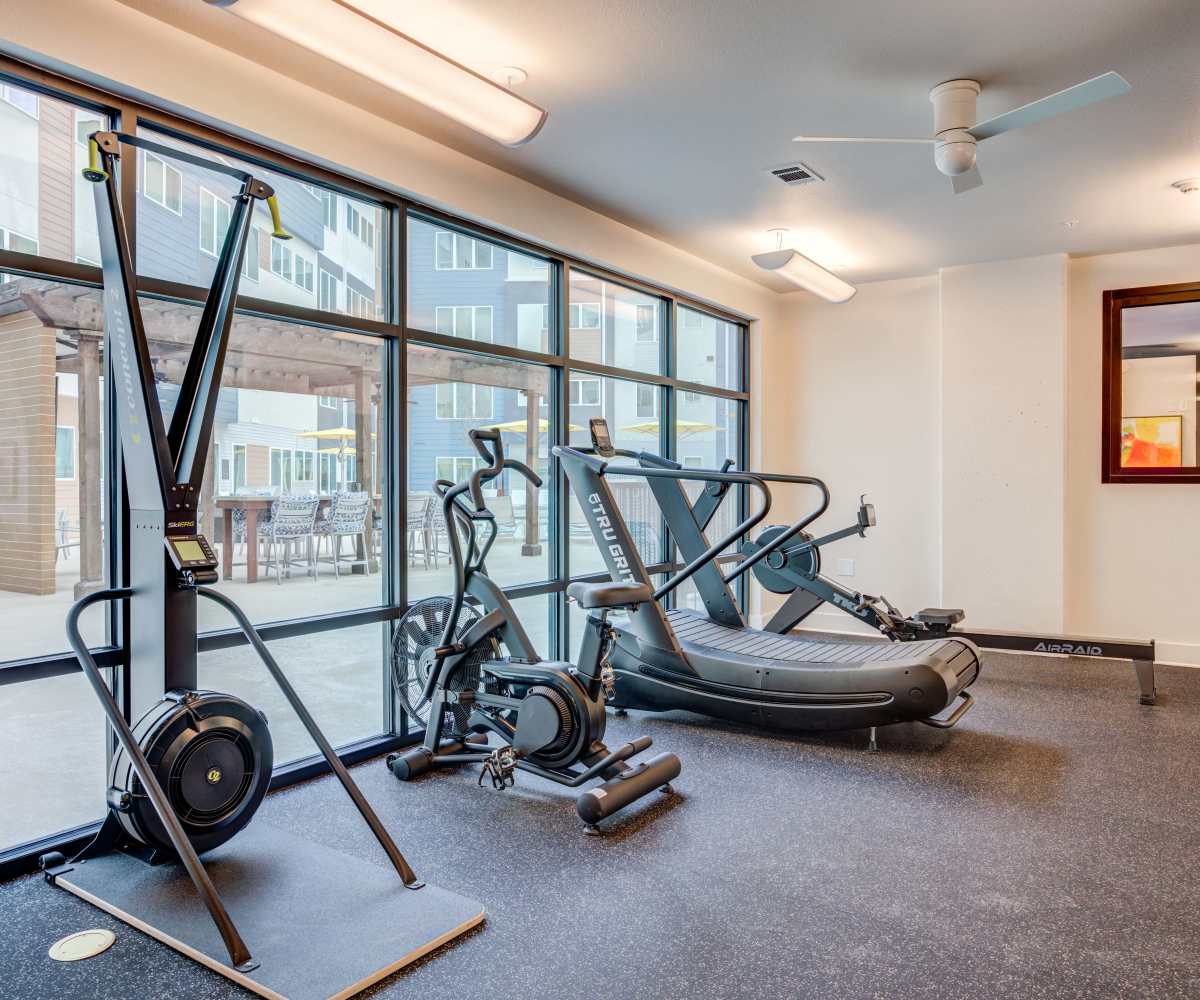 Fitness center at The Rail Apartments in Austin, Texas