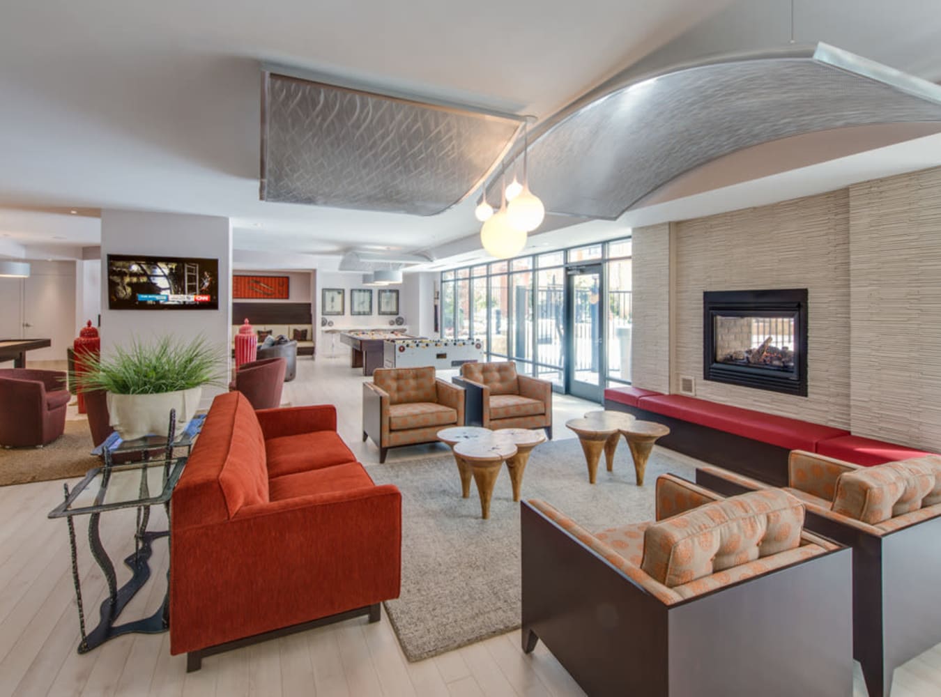Lounge with large fireplace at in Silver Spring, MD