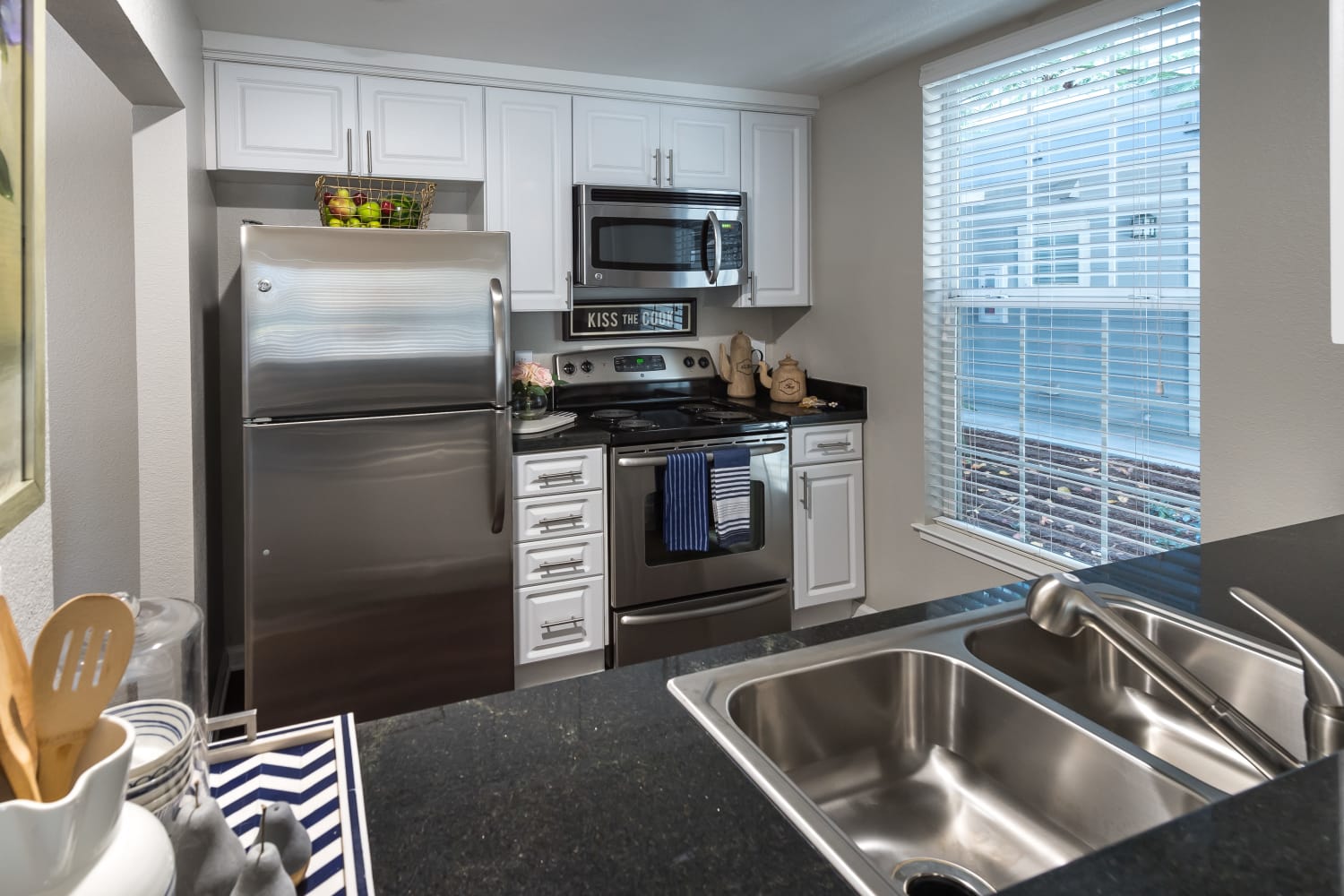 Renovated kitchen at Nantucket Apartments in Santa Clara, California