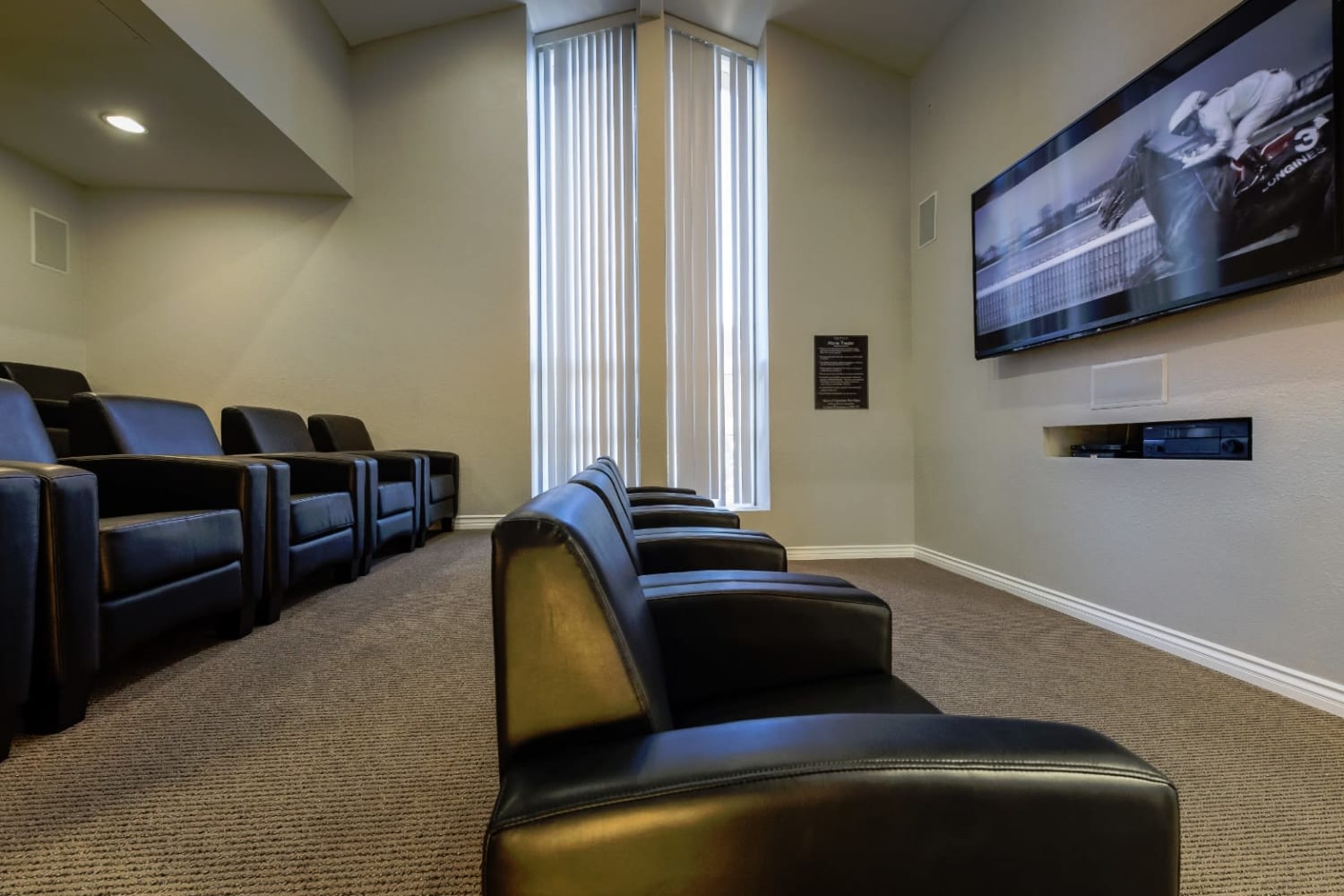 Onsite movie theater at Parcwood Apartments in Corona, California