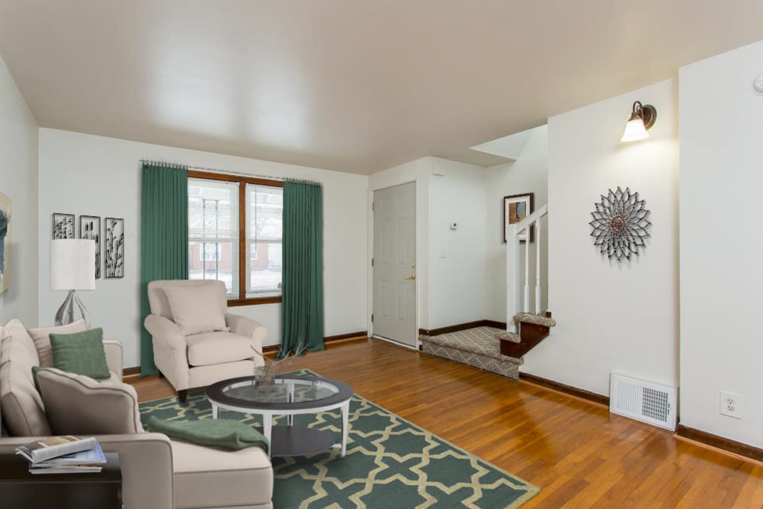 Living room are at Park Place Townhomes in Buffalo, New York