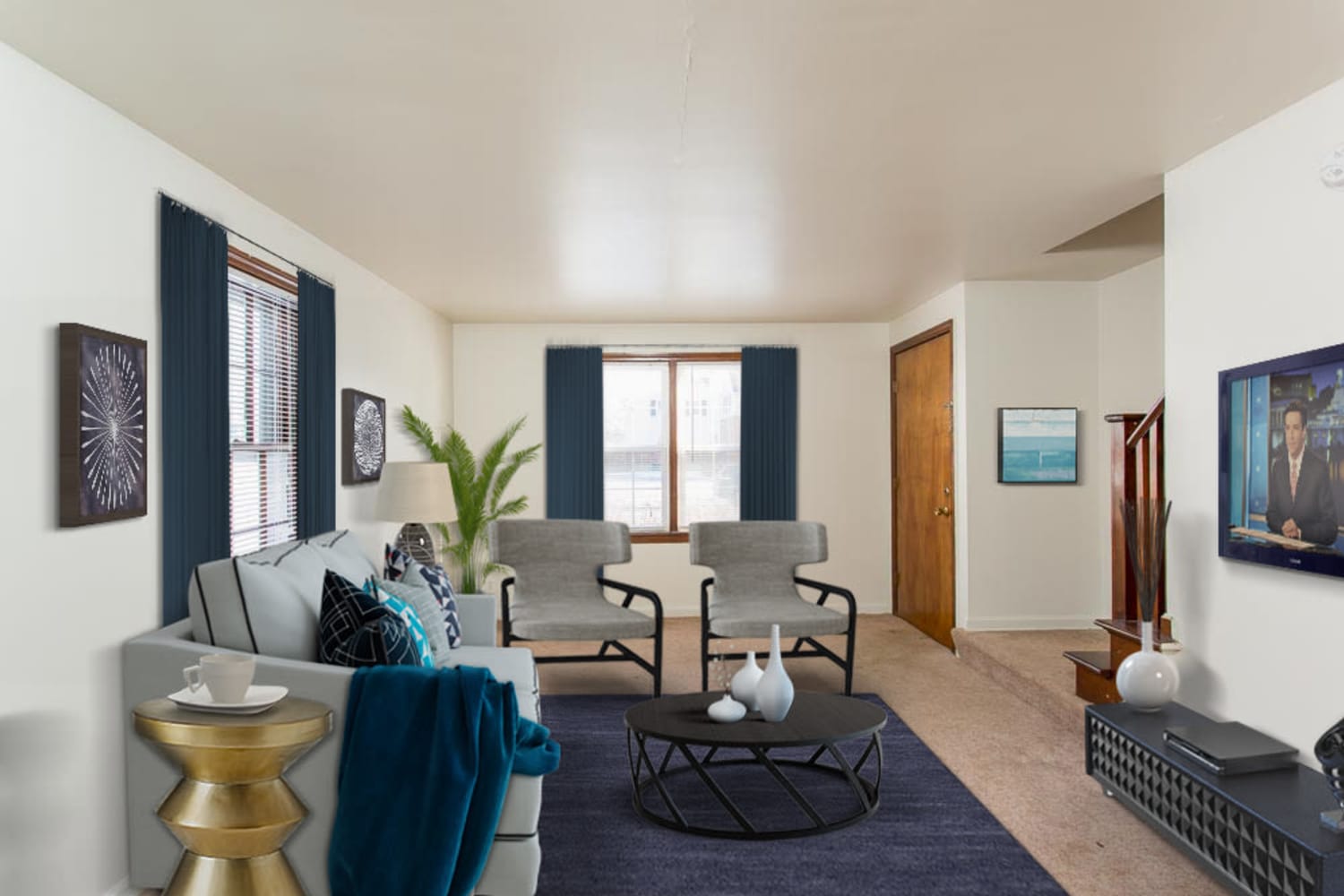 Living room at Park Place Townhomes in Buffalo, New York