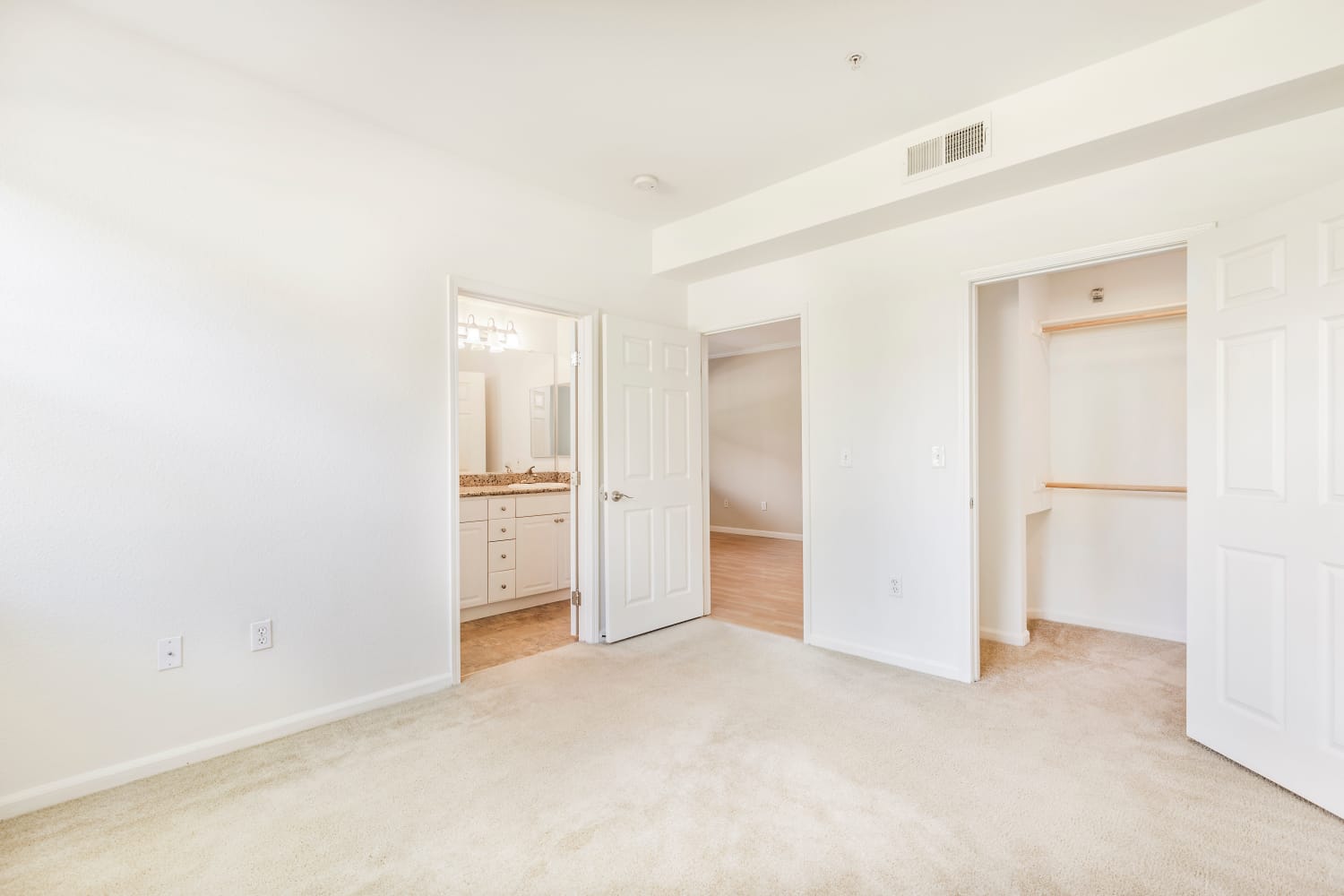 Ample closet space in the bedrooms at Park Hacienda Apartments in Pleasanton, California