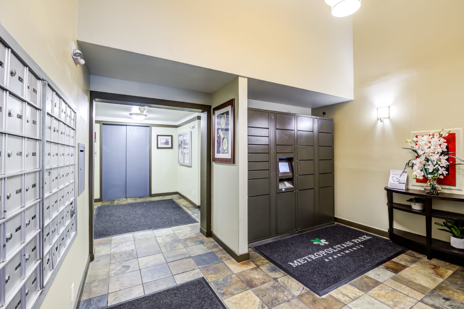 Mailroom at Metropolitan Park Apartments in Seattle, Washington