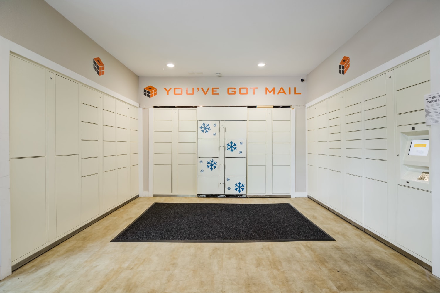 Mailroom and parcel pickup area at The Knolls at Inglewood Hill in Sammamish, Washington