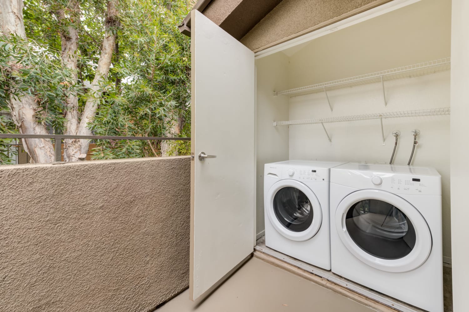 Easily accessible washer and dryer at Seapointe Villas in Costa Mesa, California