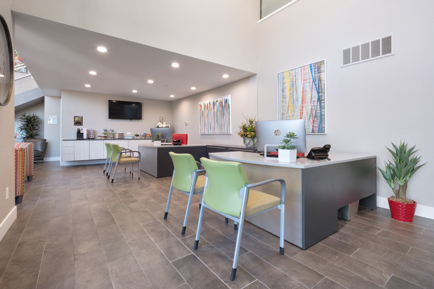 Clubhouse seating at Harbor Cove Apartments in Foster City, California