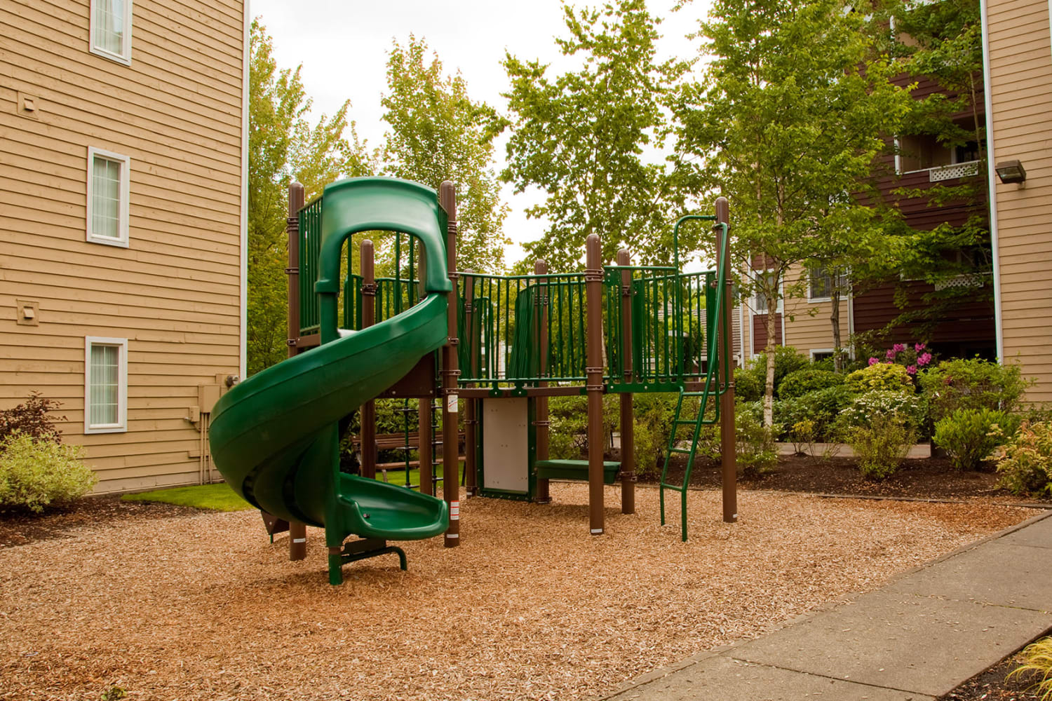 Big playground for children at Redmond Place Apartments in Redmond, Washington