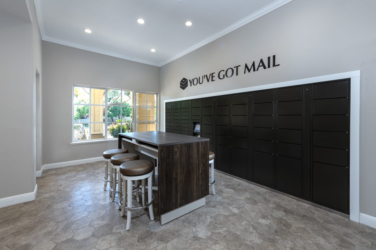 Luxury mail area at The Carlyle in Santa Clara