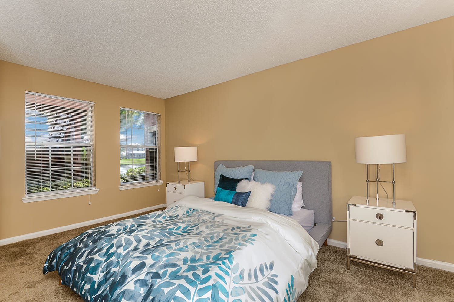 Model bedroom at Royal St. George at the Villages Apartment Homes in West Palm Beach, Florida