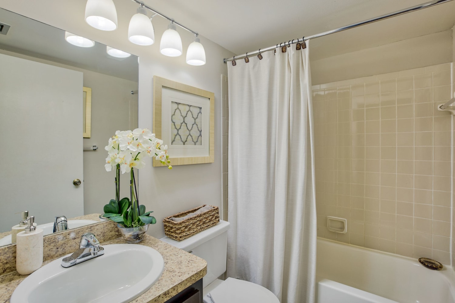 Model bathroom at Village Place Apartment Homes in West Palm Beach, Florida