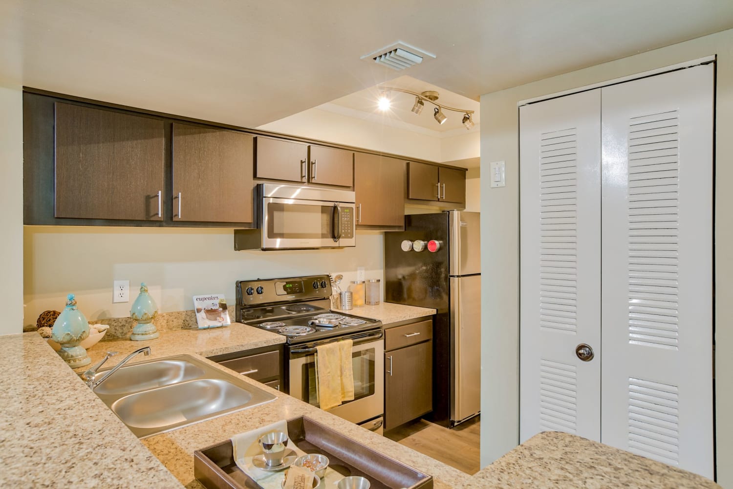 Model kitchen at Village Place Apartment Homes in West Palm Beach, Florida