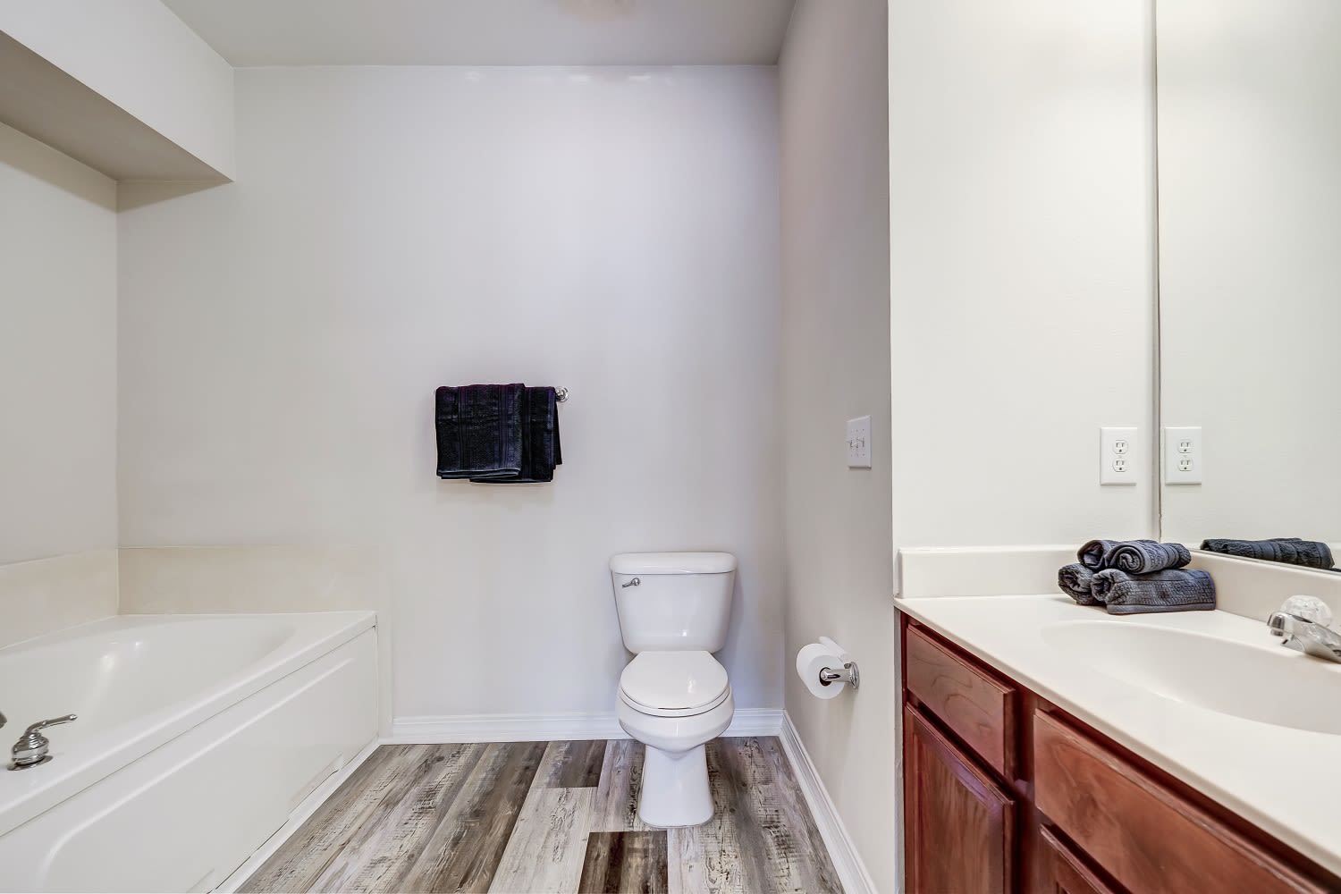 beautiful and modern bathroom at Harborside Apartment Homes in Slidell, Louisiana