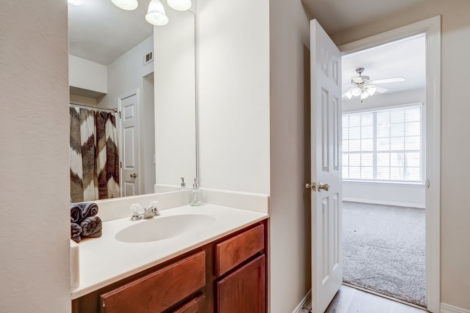 beautiful and modern bathroom at Harborside Apartment Homes in Slidell, Louisiana