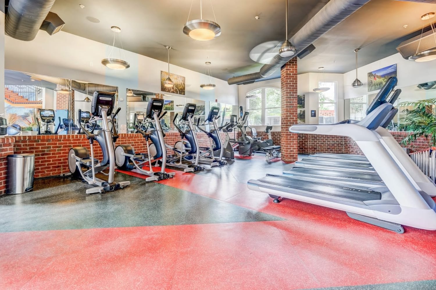 Fitness center with cardio equipment at Westlake at Morganton in Fayetteville, North Carolina
