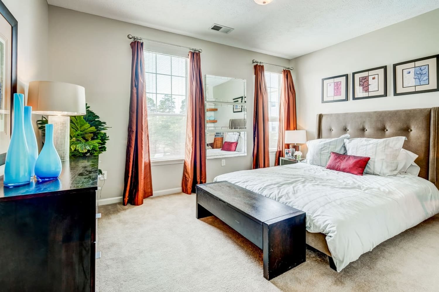 Luxurious and spacious bedroom with access to natural lighting at Westlake at Morganton in Fayetteville, North Carolina