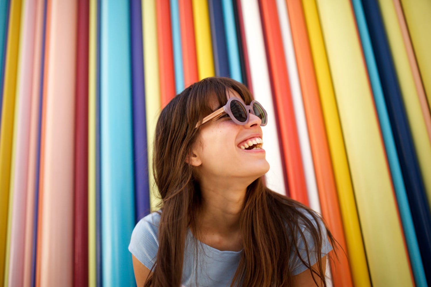 Resident with colorful background at Villas at Carlsbad in Carlsbad, California