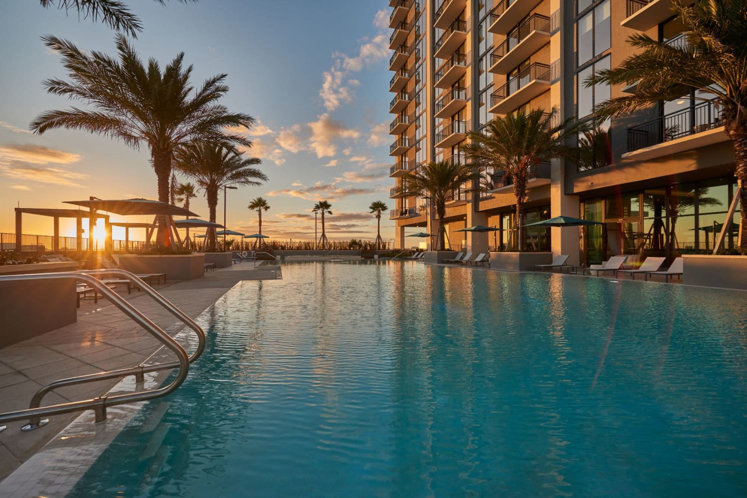 Luxurious swimming pool at ParkLine Miami in Miami, Florida 