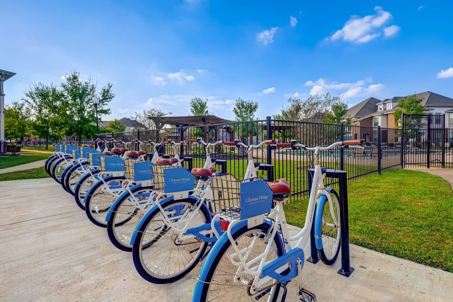 Rentable bike station at Chateau Mirage Apartment Homes in Lafayette, Louisiana
