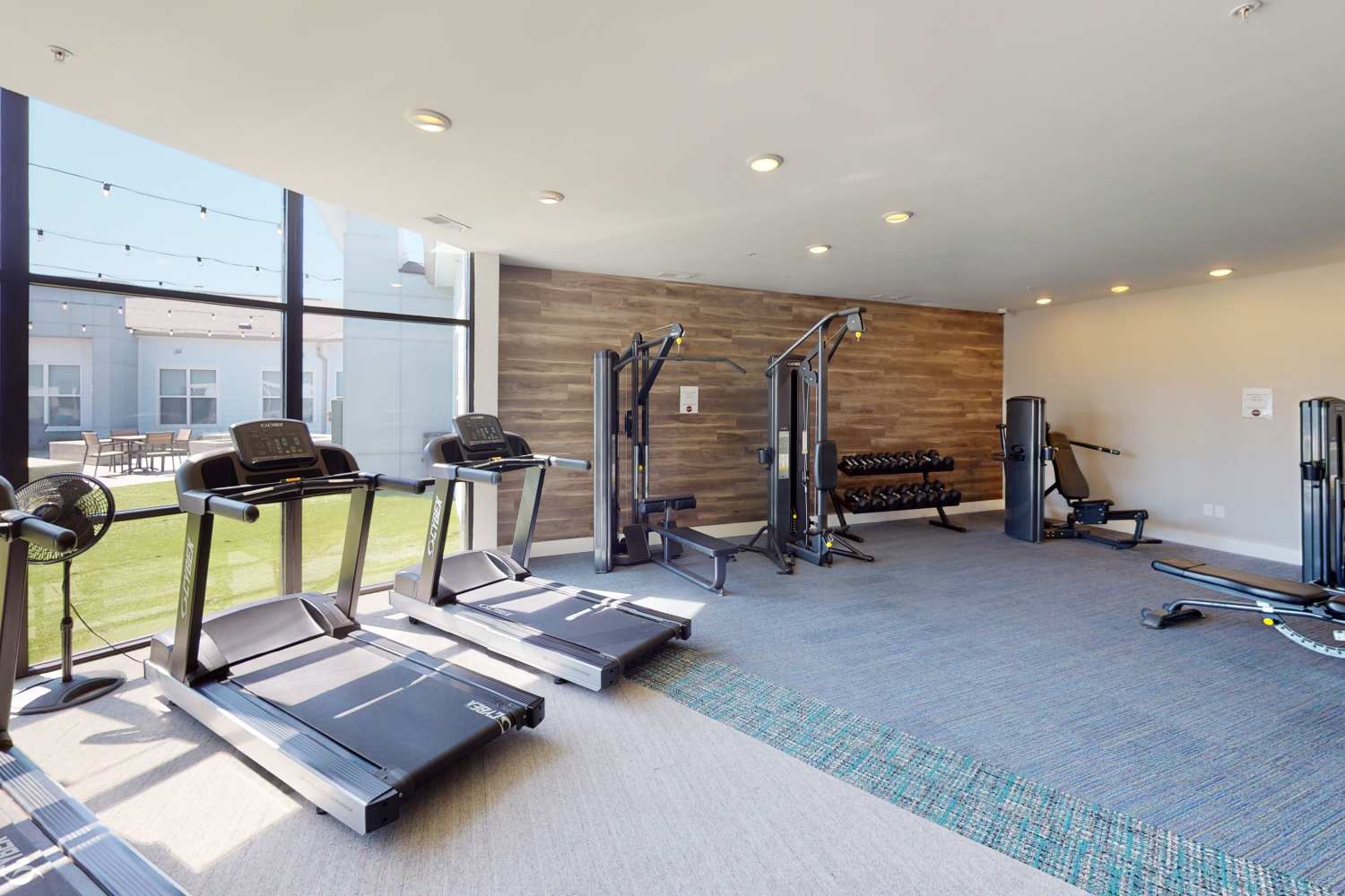 Treadmills in fitness center at The Quarters at Bloomington in Bloomington, Indiana