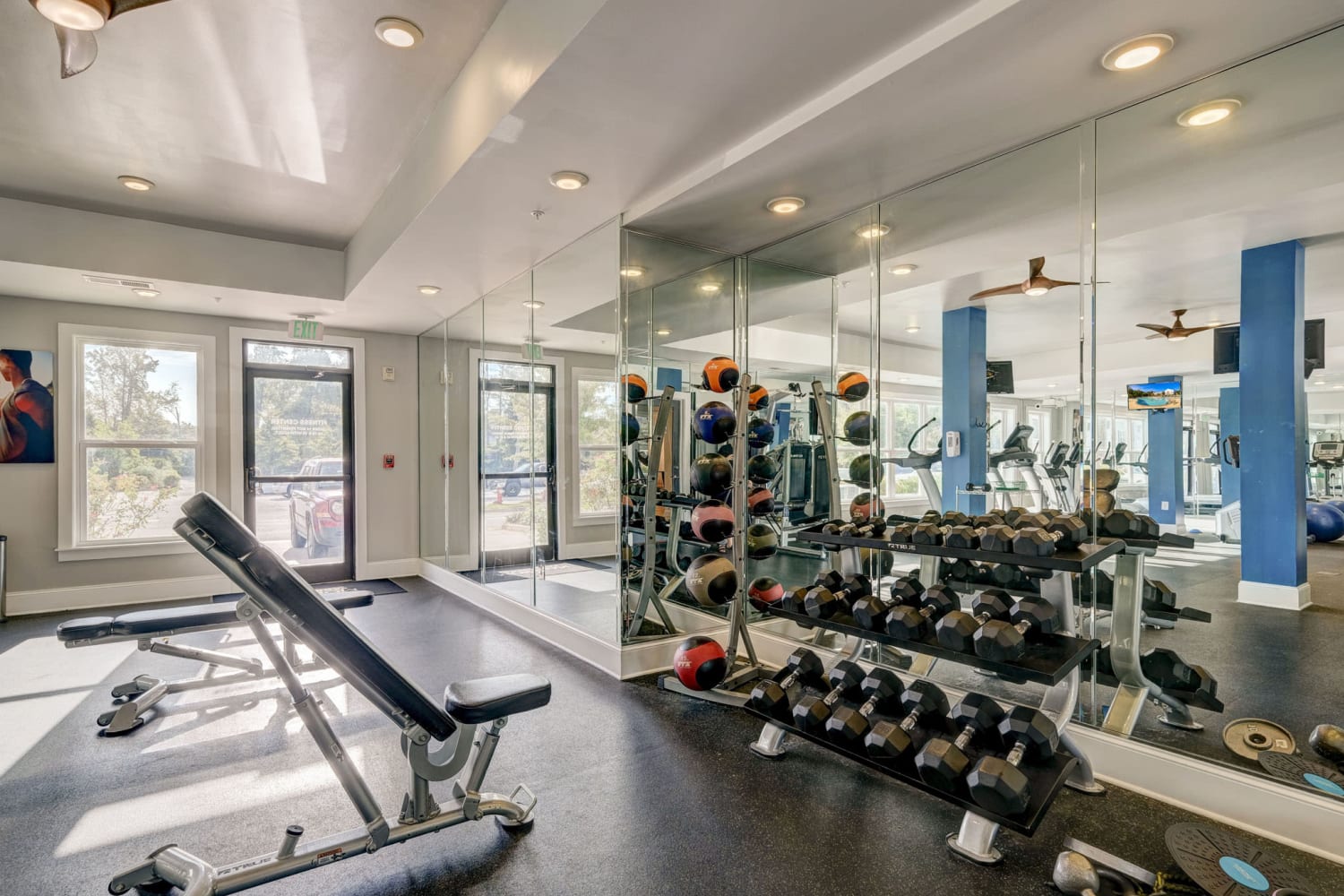 Fitness center at Creekside at Greenlawn Apartment Homes in Columbia, South Carolina