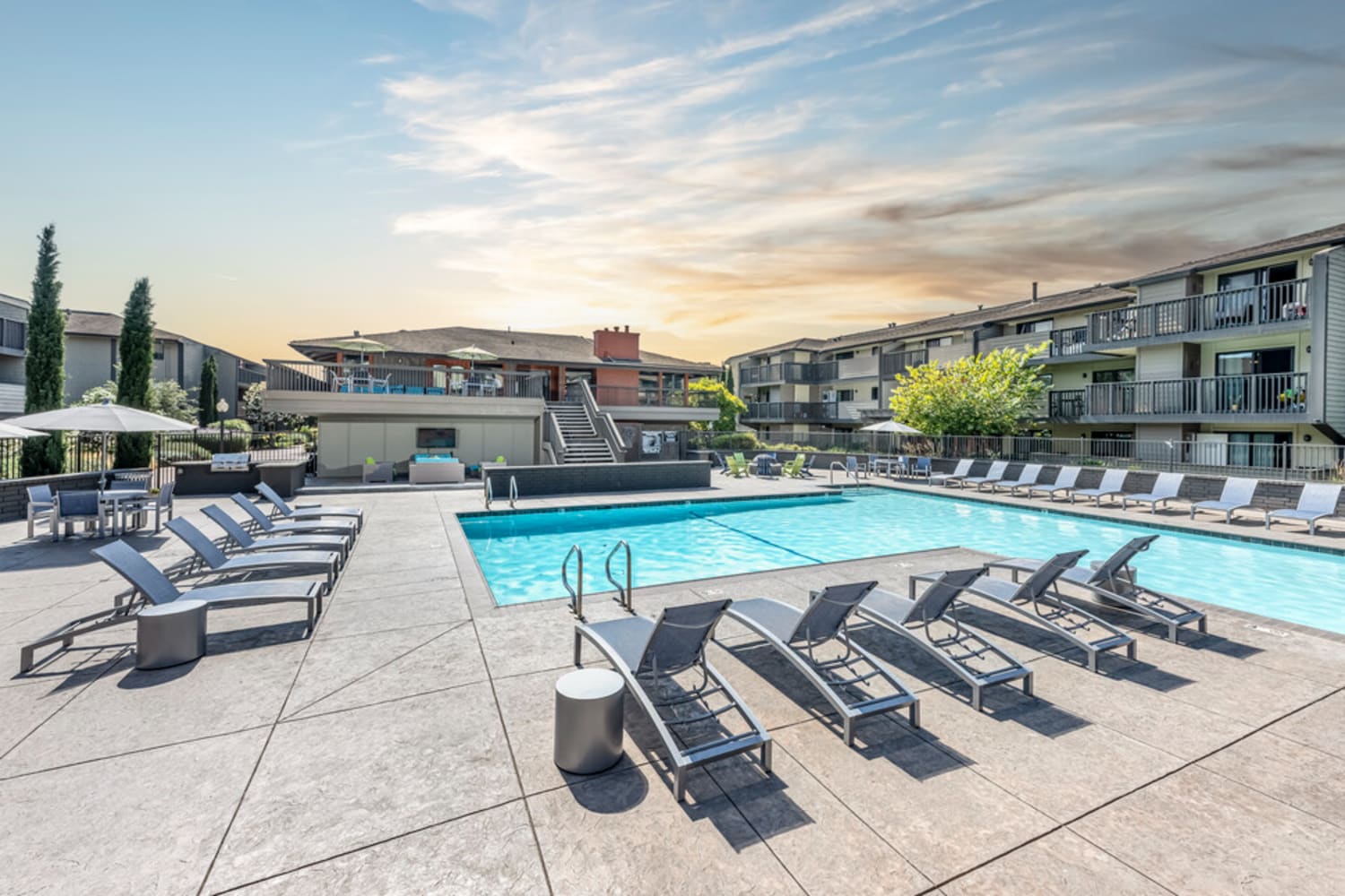 Harbor Cove Apartments offer a swimming pool in Foster City, California