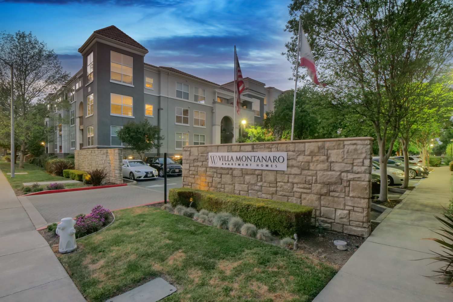 Front entrance of Villa Montanaro in Pleasant Hill, California