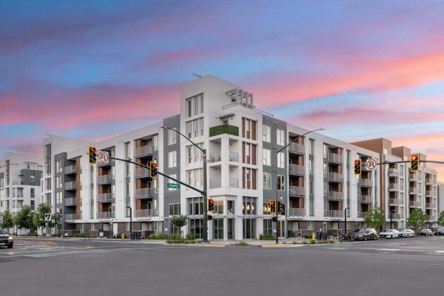 Modern Apartment exterior at The Beacon in Fremont, California