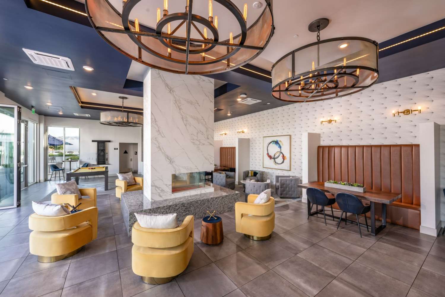 Indoor common sitting area at The Beacon in Fremont, California